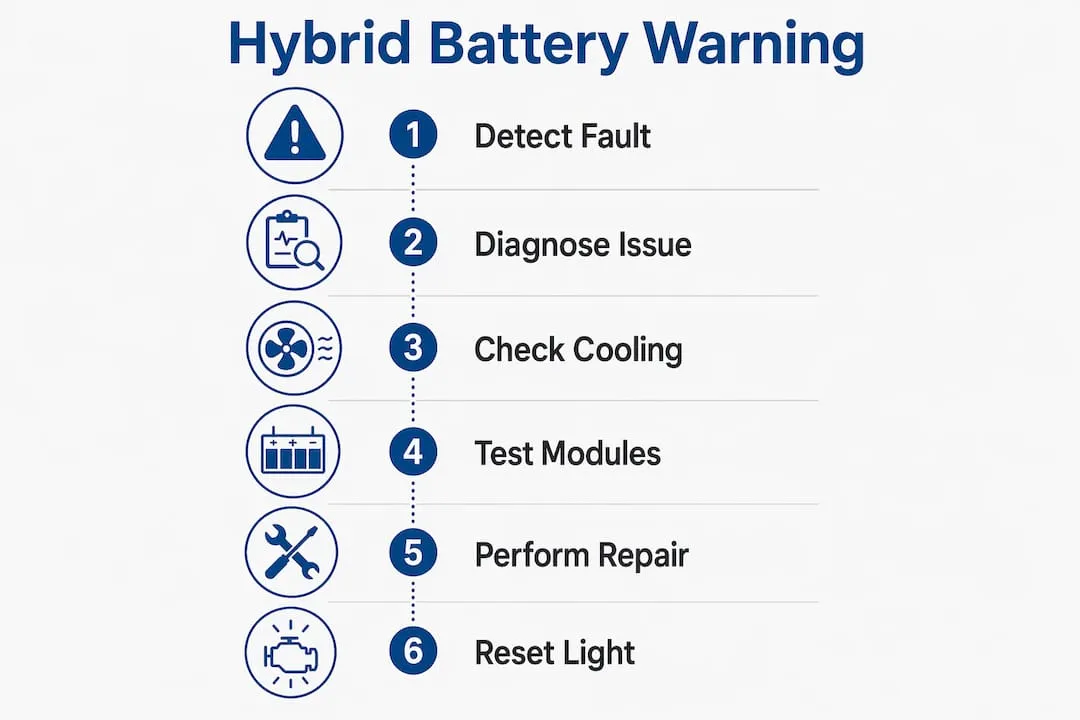 Infographic of hybrid battery warning steps