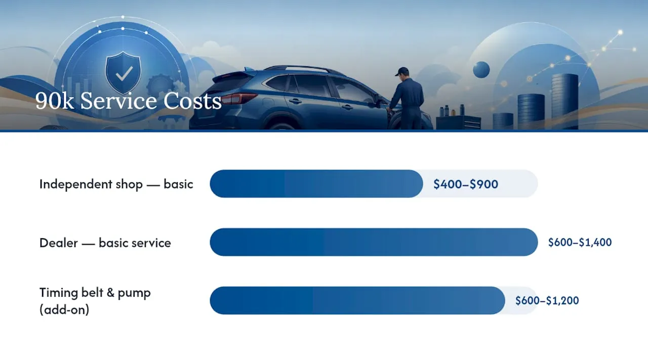 Cost comparison diagram of Subaru 90k service