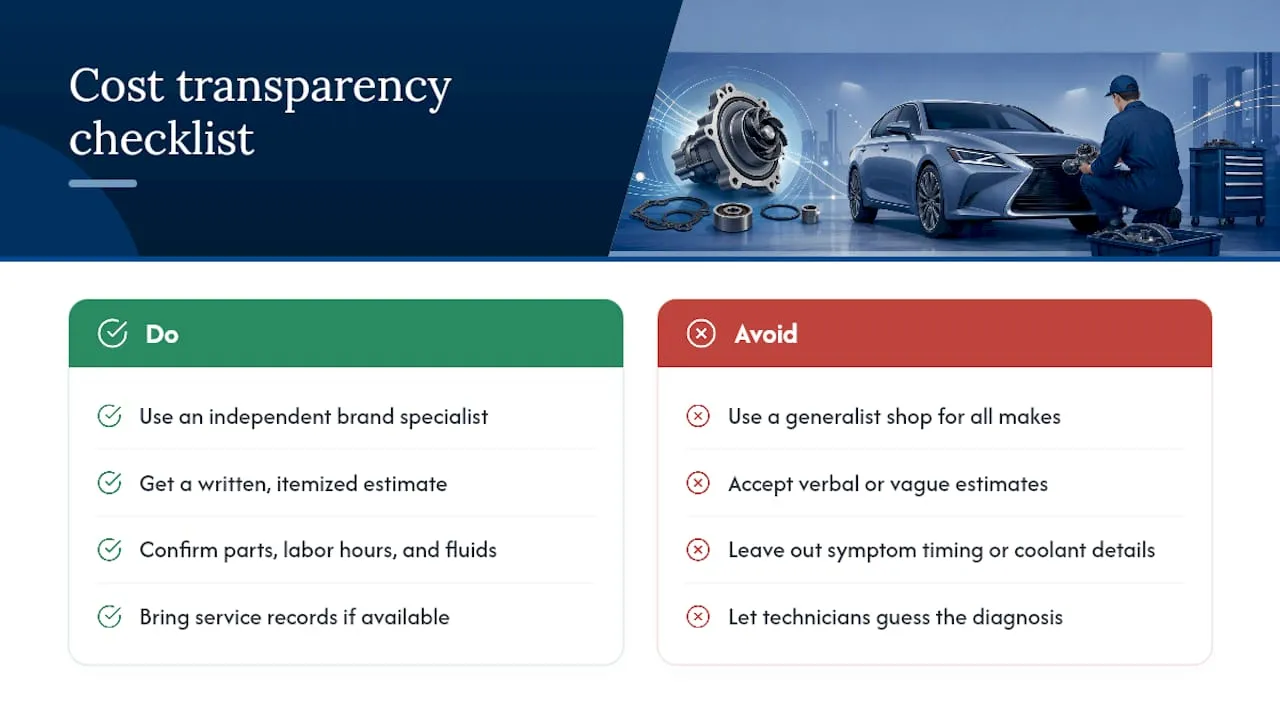 Why an Independent Lexus Specialist Matters for Cost Transparency — overview diagram