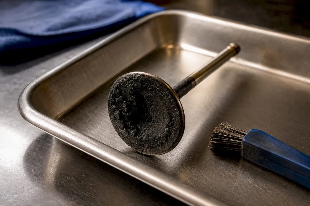 Carbon buildup on a removed intake valve