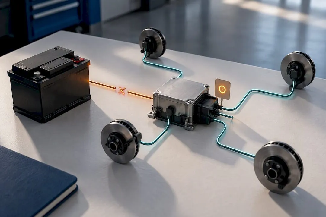 Illustration of battery power affecting ABS module