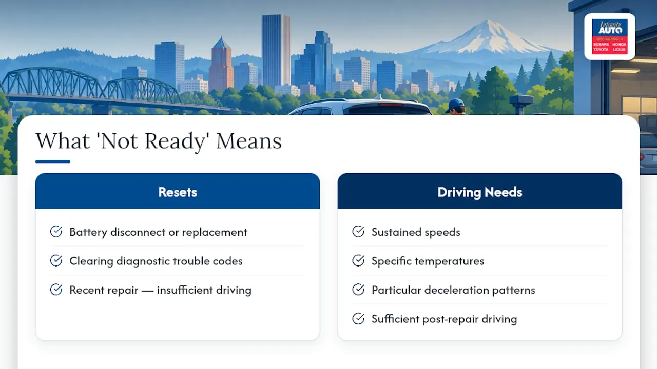 What 'not ready' actually means for your car — overview diagram