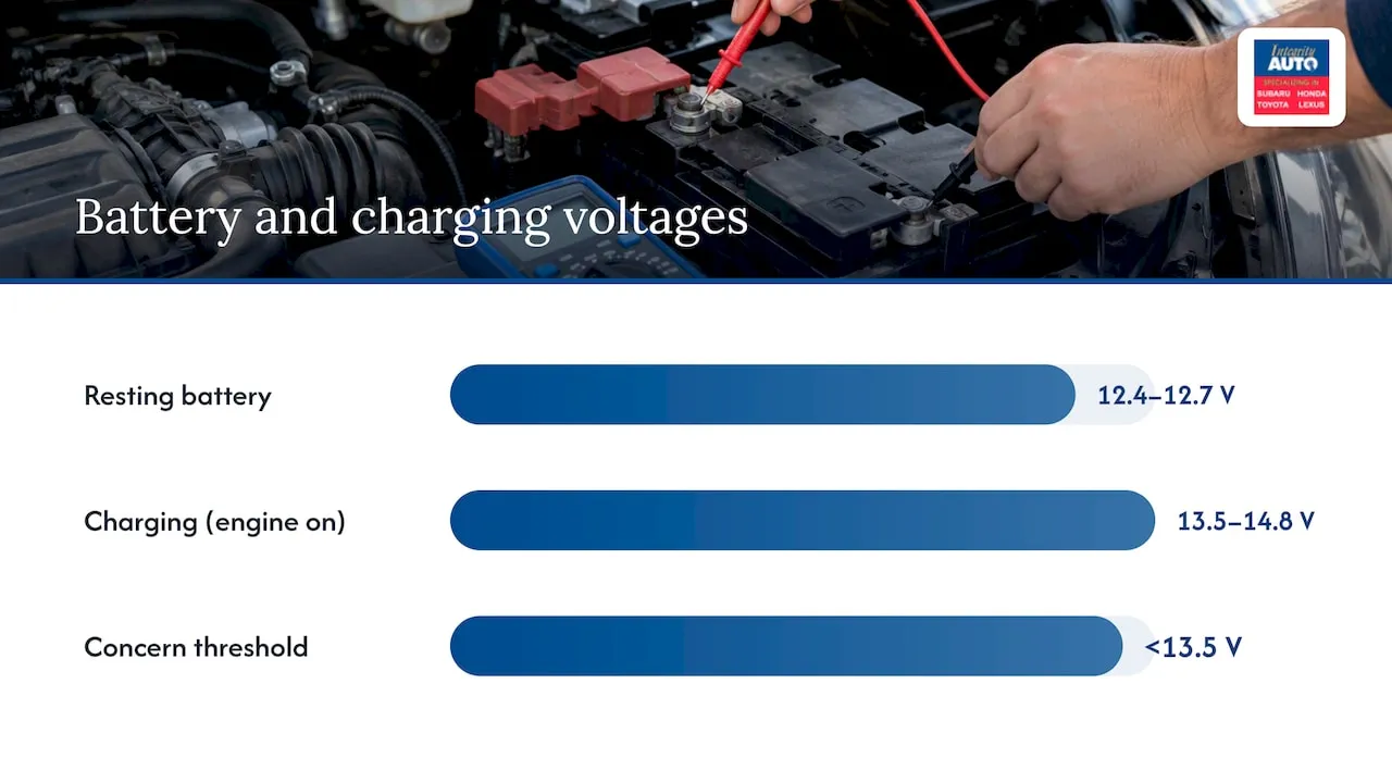 Voltage ranges for resting battery and charging system