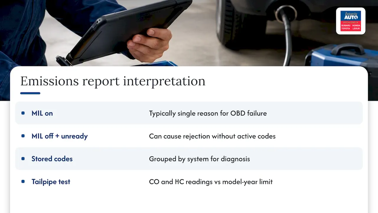 How to Interpret the Emissions Test Results in Detail — overview diagram