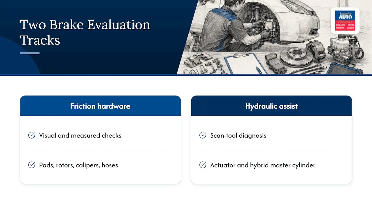Two distinct paths for Prius brake inspection