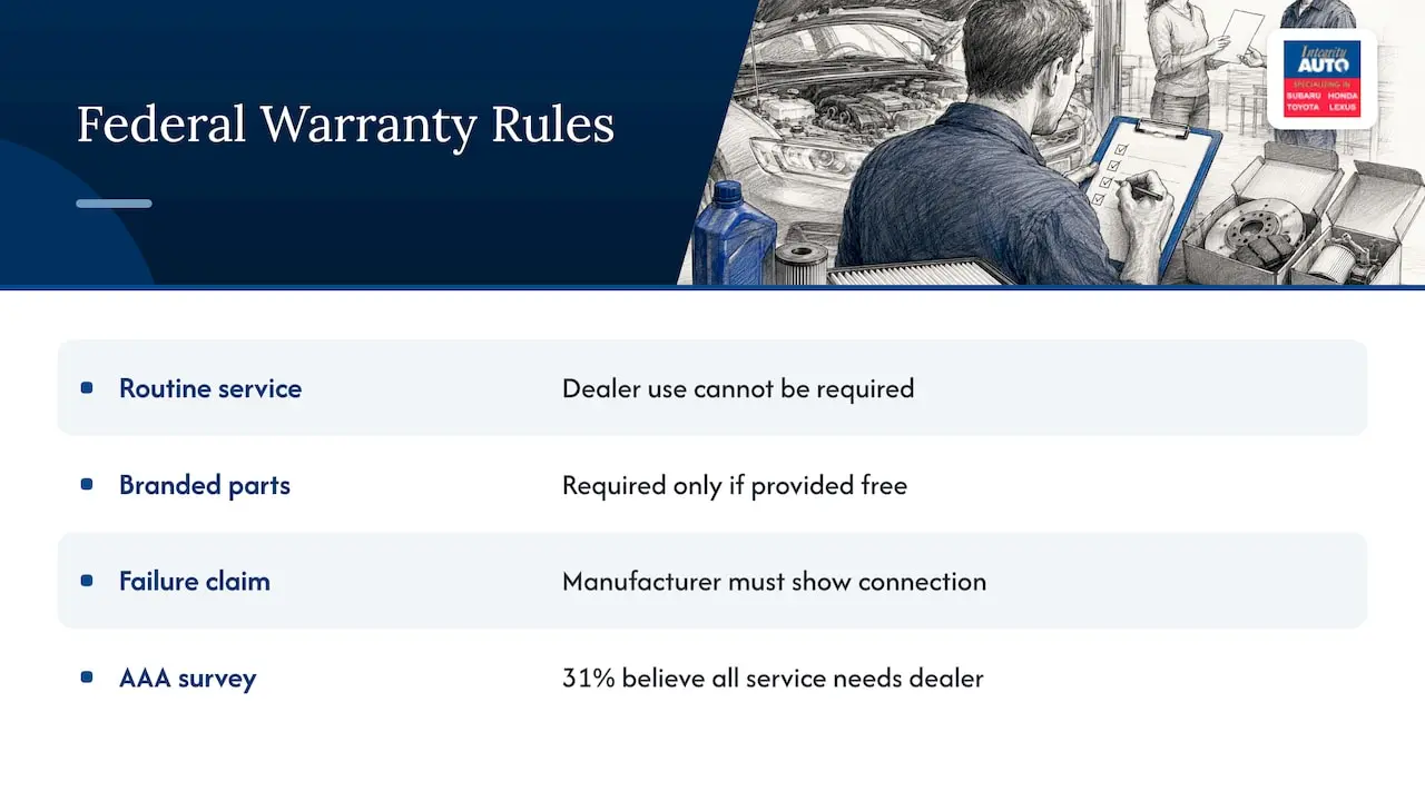 What federal law says about independent shops — overview diagram
