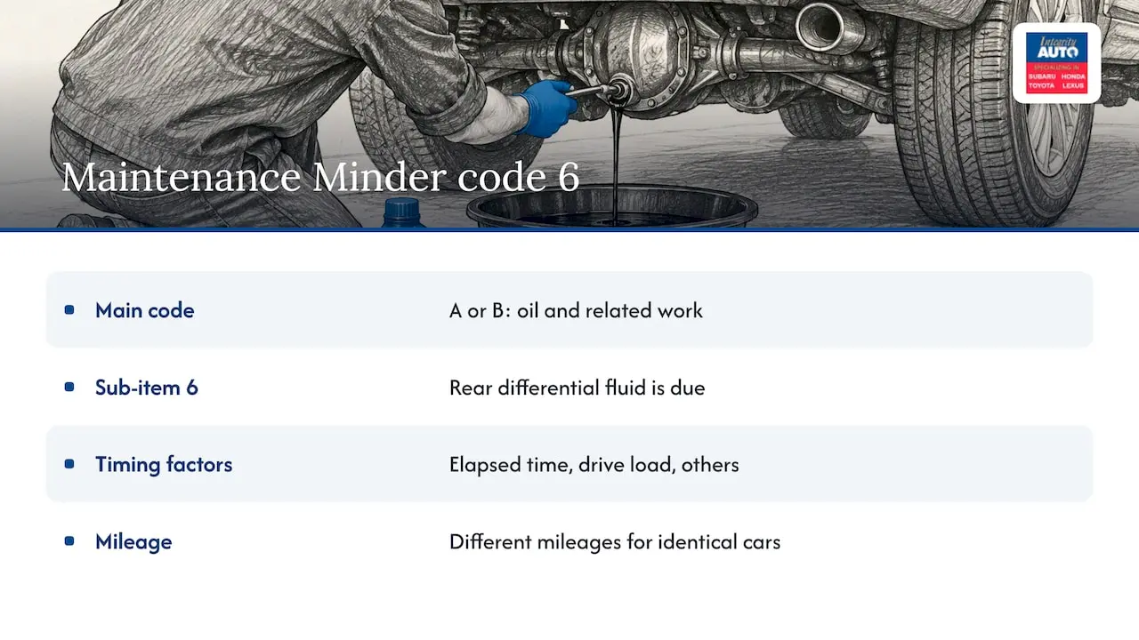 Maintenance Minder factors leading to code 6